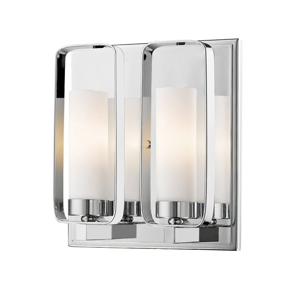 Z-Lite Aideen 2 Light Wall Sconce, Chrome & Matte Opal 6000-2S-CH